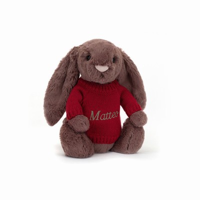 Jellycat Bashful Fudge Konijn with Red Jumper | XH4583901